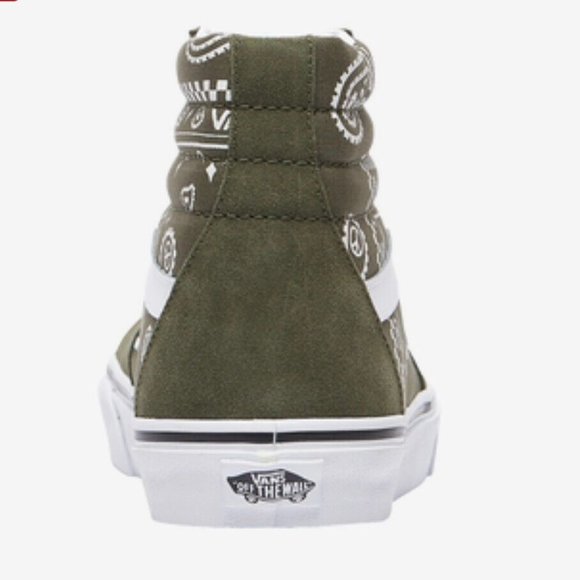 VANS Mens Sk8 Hi Peace Paisley Olive Green Bandana Sneakers New Multiple Sizes - Picture 4 of 6
